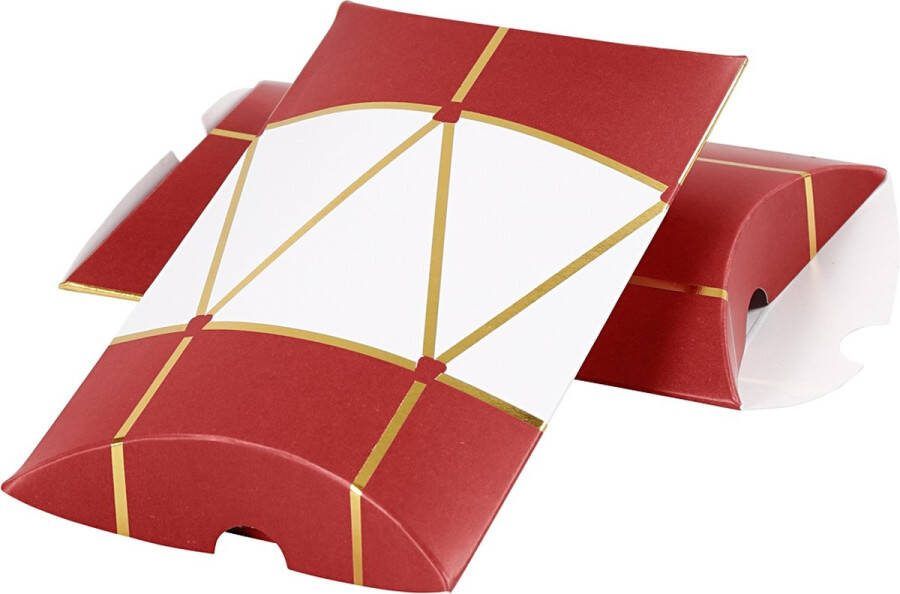 PacklinQ Cadeaudoosjes. trommel. afm 12x9.4x2.5 cm. 300 gr. goud. rood. wit. 3 stuk 1 doos