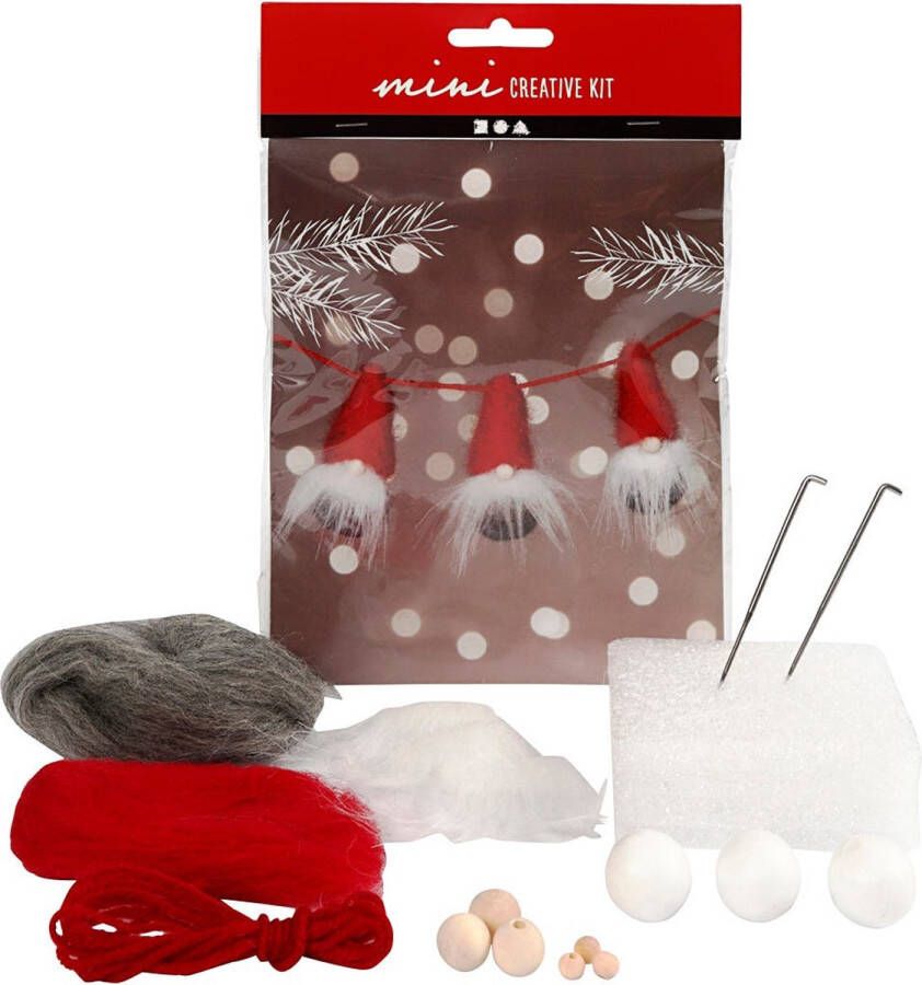 PacklinQ Creative mini kit. kerstkabouter aan een touw. H: 6 cm. 1 doos