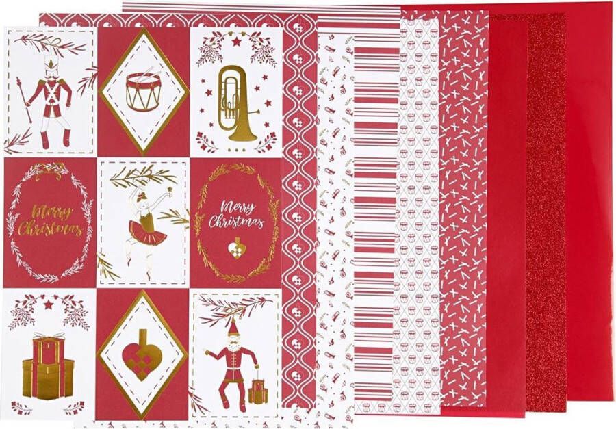 PacklinQ Design papierblok afm 21x30 cm 120+128 gr rood wit 24 vel 1 doos