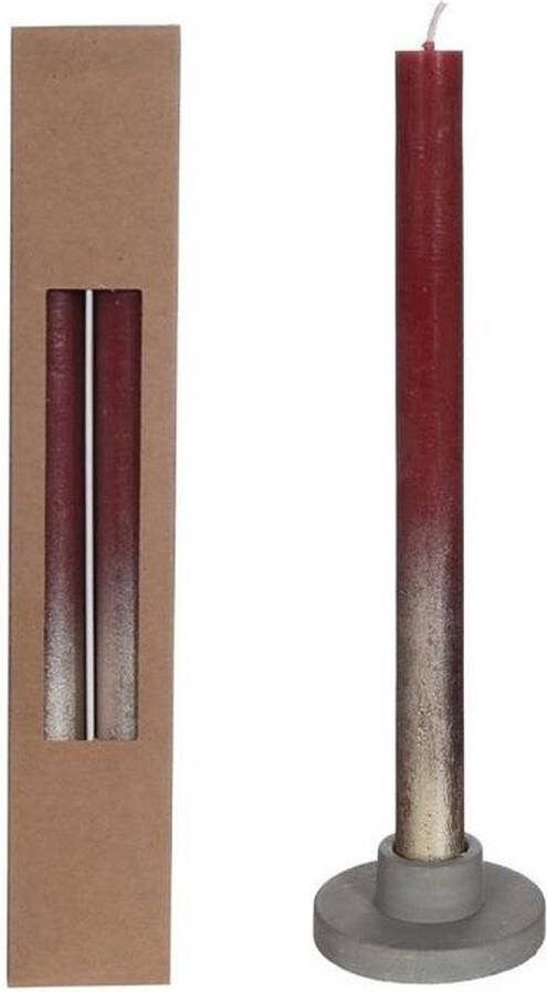 PacklinQ Dinner Kaarsen bordeaux met Goude Spray Ø2.1 h. 25cm (1 set)