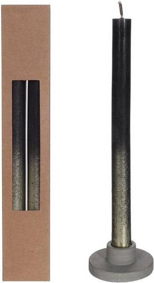 PacklinQ Dinner Kaarsen Zwart met Goude Spray Ø2.1 h. 25cm (1 set)