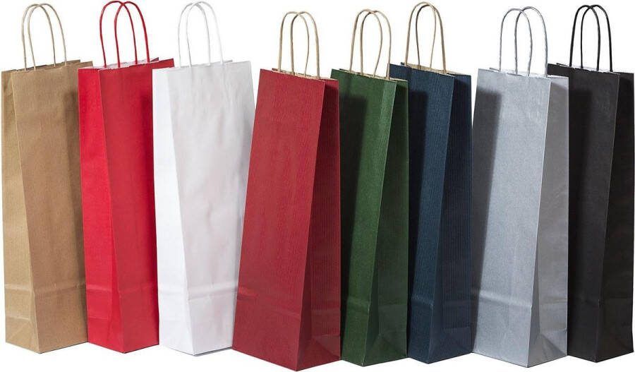 PacklinQ Draagtassen voor Flessen Bruin 18x8x39cm + kartonnen scheiding Kraft papier 110 g m (50 stuks)