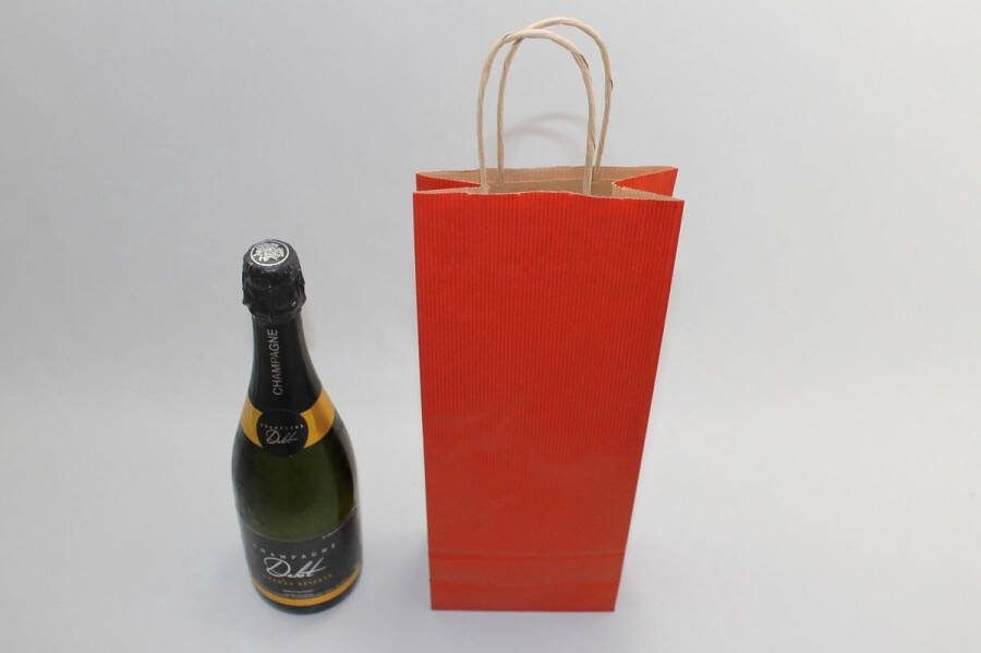 PacklinQ Draagtassen voor Flessen Donkerrood 14x8x39cm Kraft papier 110 g m (50 stuks)