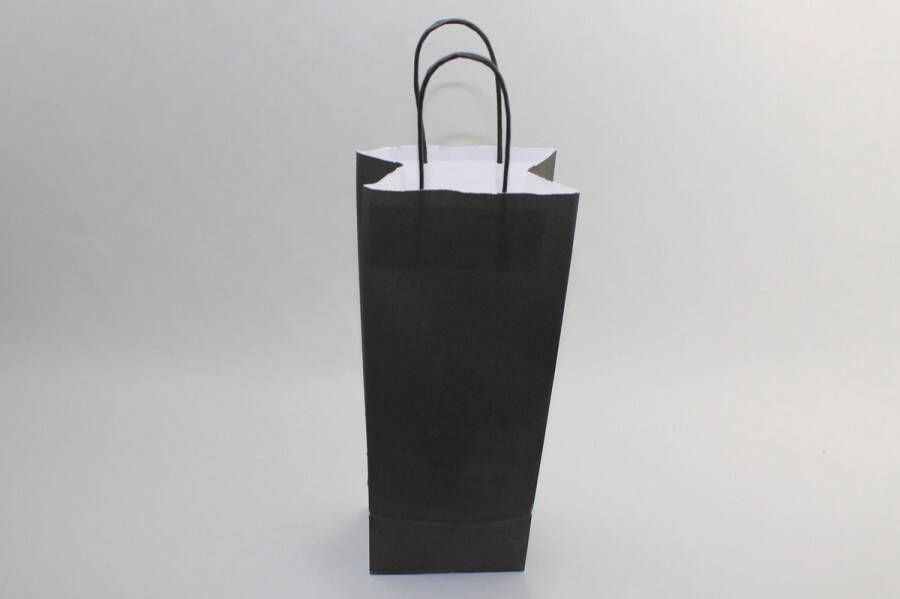 PacklinQ Draagtassen voor Flessen Zwart 14x8x39cm Kraft papier 110 g m (50 stuks)
