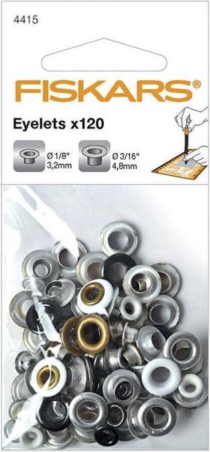 PacklinQ Eyelets H: 2 9+3 15 mm d 5+8 mm gatgrootte 3 2+4 8 mm 120stuk 1 doos