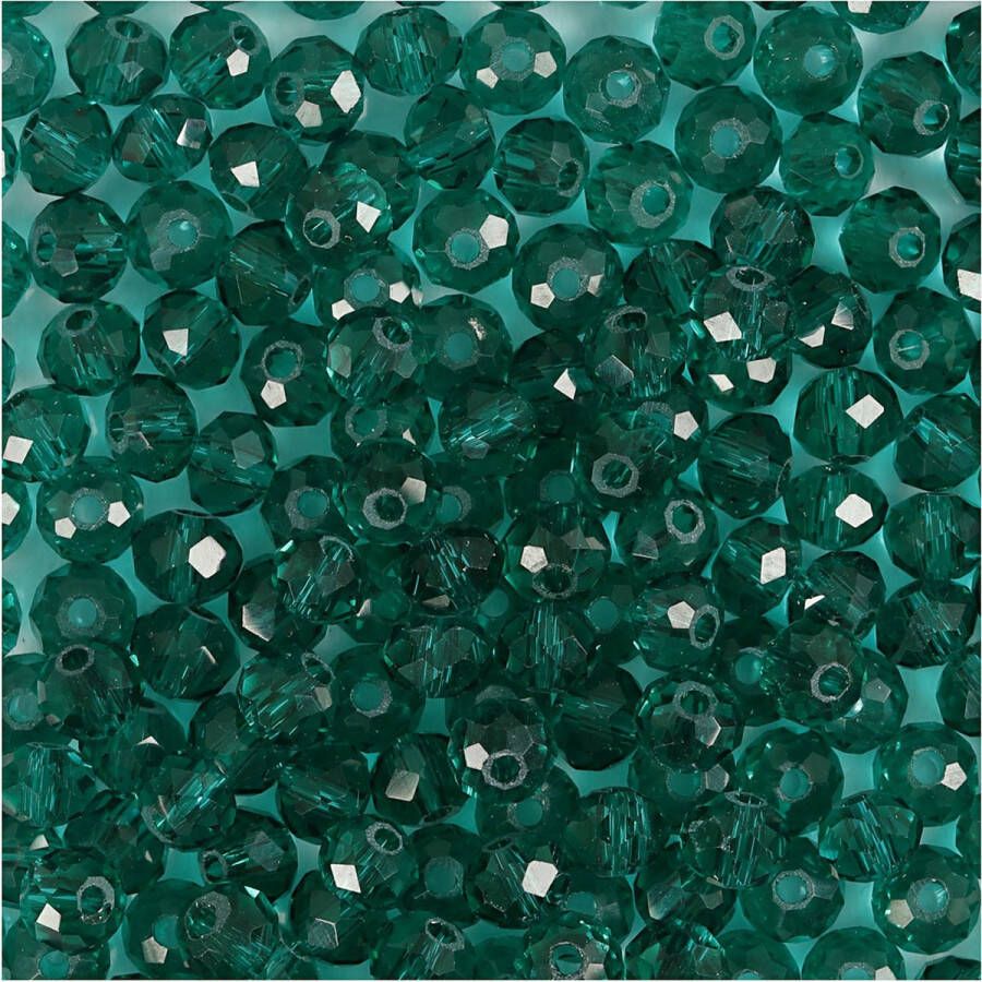 PacklinQ Facet kralen. afm 3x4 mm. gatgrootte 0.8 mm. emerald green. 100 stuk 1 doos