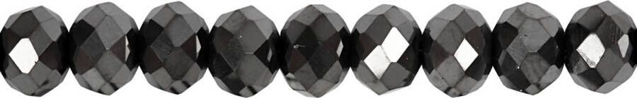PacklinQ Facet kralen. metallic zwart. afm 5x6 mm. gatgrootte 1 mm. 100 stuk 1 doos