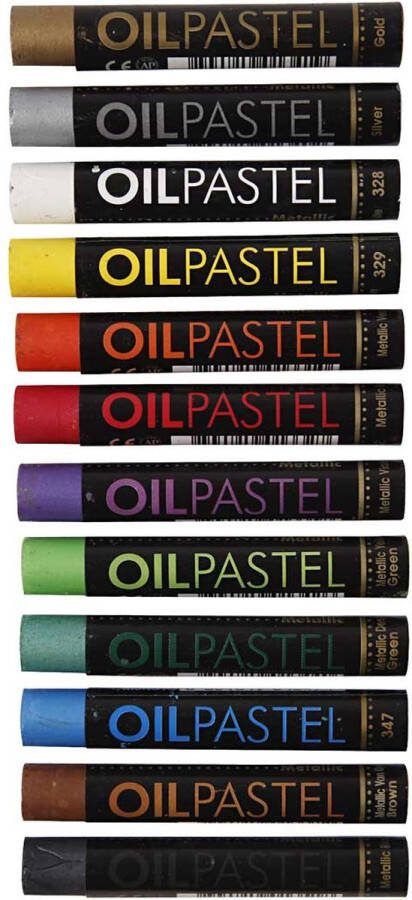 PacklinQ Gallery Oliepastel L: 7 cm dikte 11 mm metallic kleuren 12 stuk 1 doos