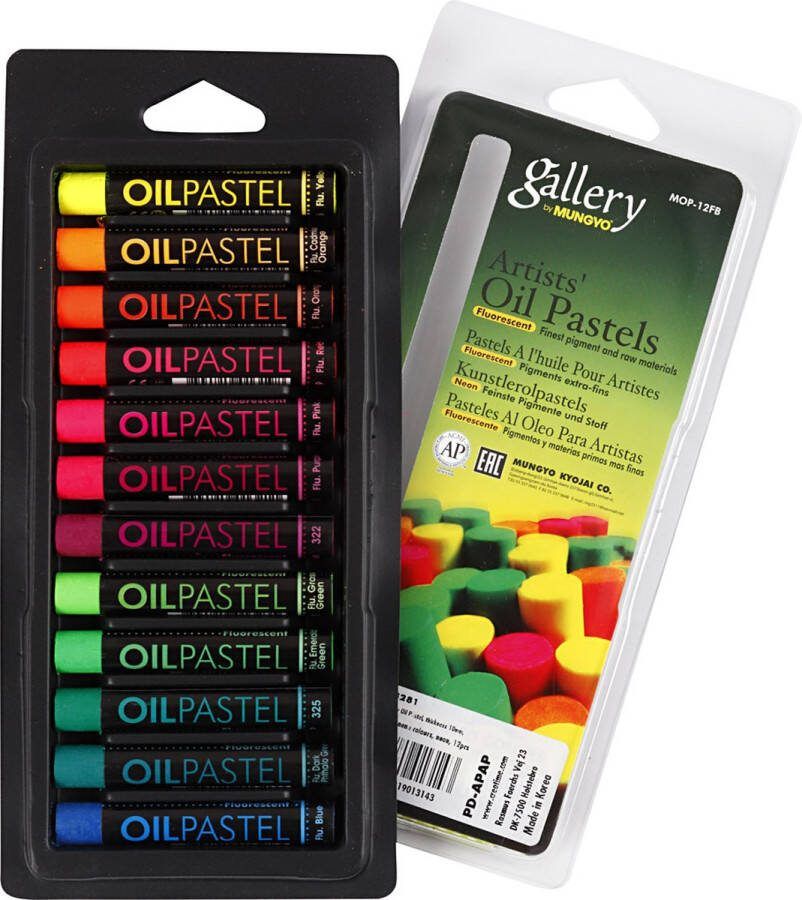 PacklinQ Gallery Oliepastel L: 7 cm dikte 11 mm neon kleuren 12 stuk 1 doos