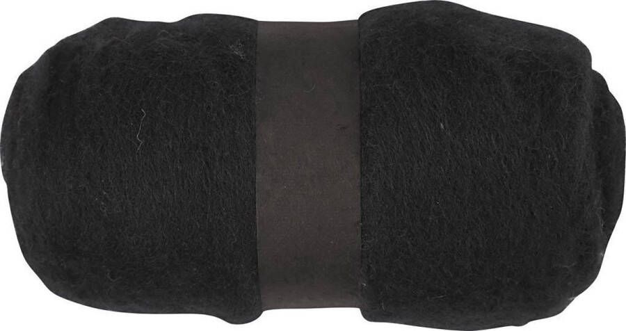 PacklinQ Gekaarde Wol zwart 100 gr 1 bol