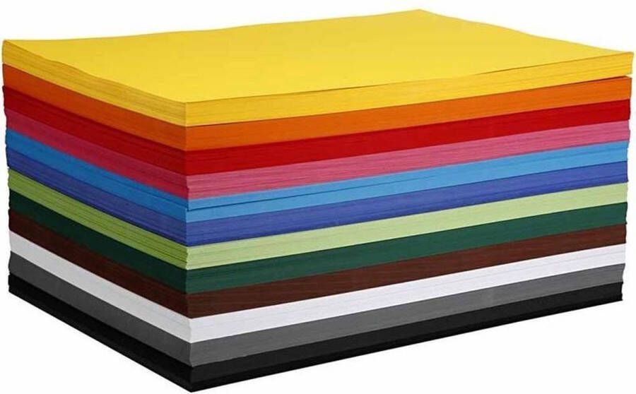 PacklinQ Gekleurd karton A2 420x594 mm 180 gr kleuren 120 div vellen 1 doos Knutselpapier Knutselkarton