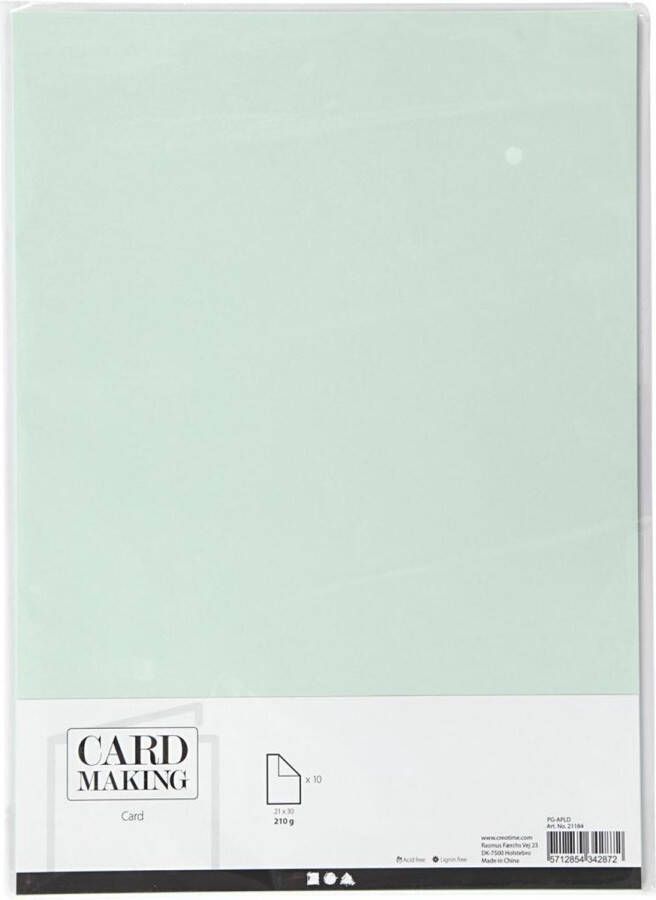 PacklinQ Gekleurd Karton pastel groen A4 210x297 mm 210 gr 10 vel 1 doos Knutselpapier Knutselkarton