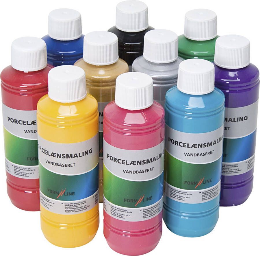 PacklinQ Glas- en porseleinverf. diverse kleuren. 10x250 ml 1 doos