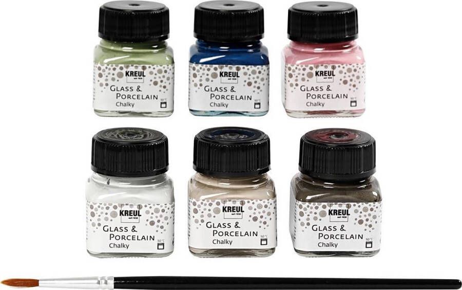 PacklinQ Glas- en porseleinverf. diverse kleuren. 6x20 ml 1 doos
