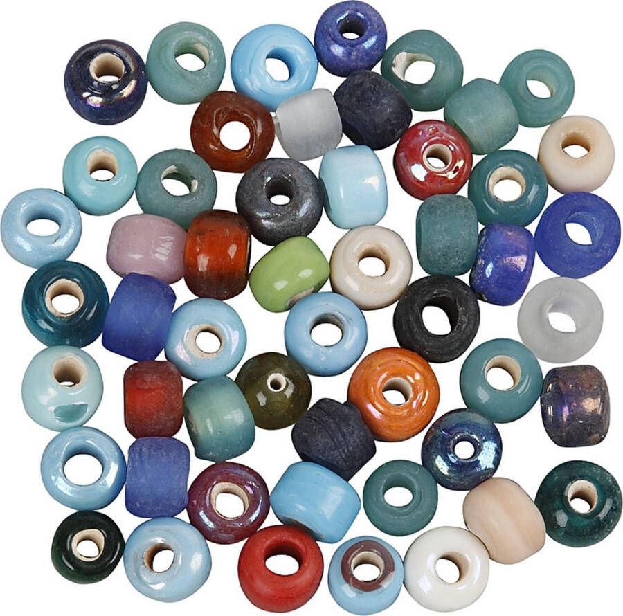 PacklinQ Glaskralen mix. diverse kleuren. d 9 mm. gatgrootte 2.5-3 mm. 500 gr 1 doos