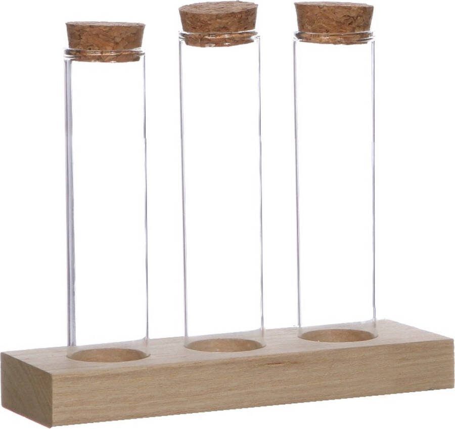 PacklinQ Glazen buisjes Ø3cm 3 buisjes op houten plankje (12 st.)