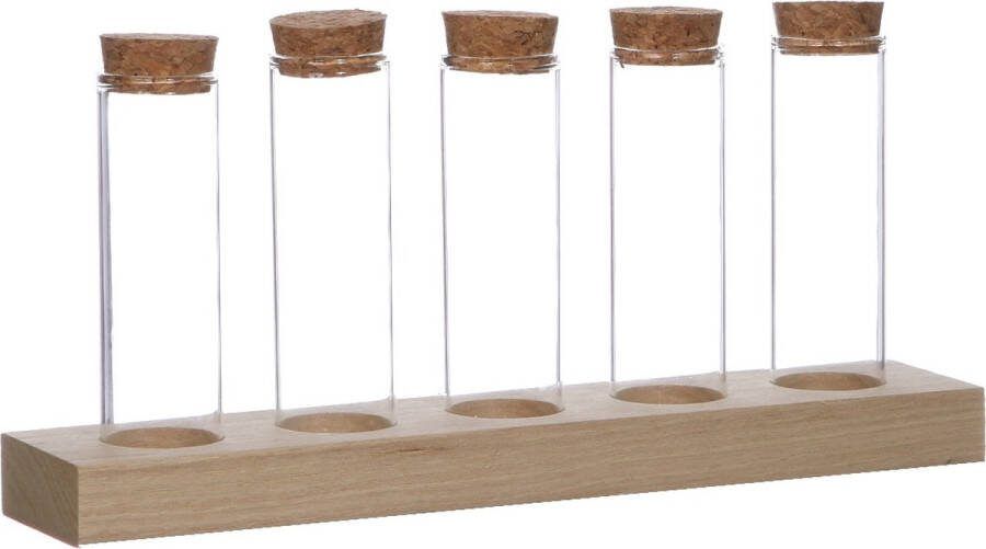 PacklinQ Glazen buisjes Ø3cm 5 buisjes op houten plankje (6 sets)