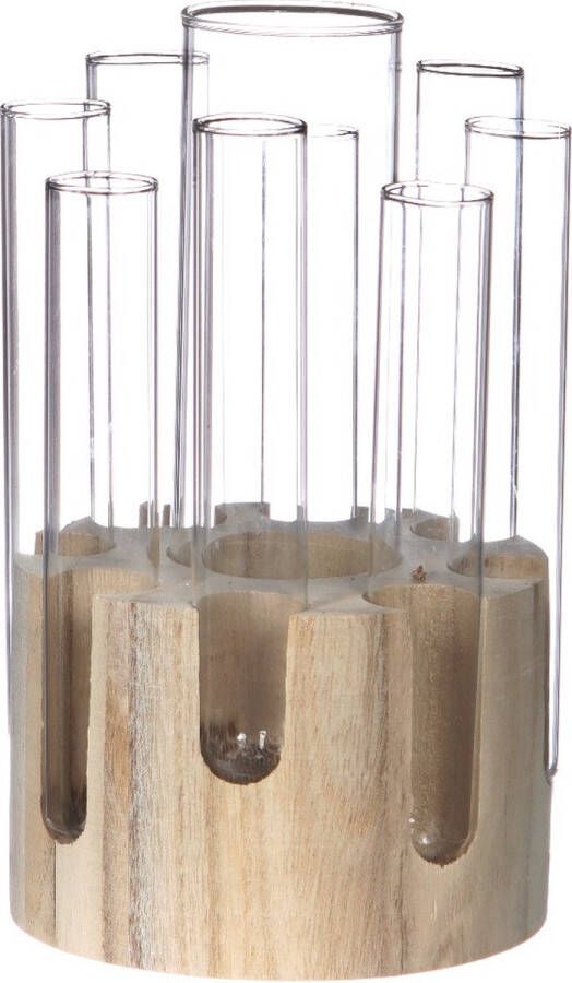 PacklinQ glazen buisjes in houten standaard 20cm hoog (1 st.)