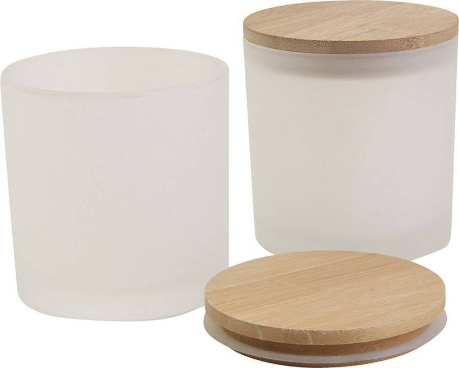 PacklinQ Glazen potten met houten deksels H: 9 cm d 8 cm 315 ml 12stuk 1 doos
