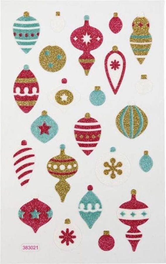 PacklinQ Glitter stickers. kerstballen. 10x16 cm. 1 vel