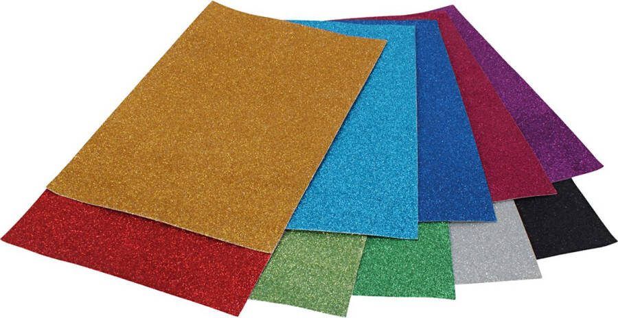 PacklinQ Glitterkarton A4 kleuren kan variëren 250 gr 10 vel 1 doos