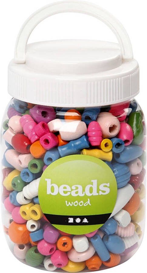 PacklinQ Houten kralen afm 5-28 mm gatgrootte 2 5-3 mm kleuren 400 ml 1 emmer 175 gr