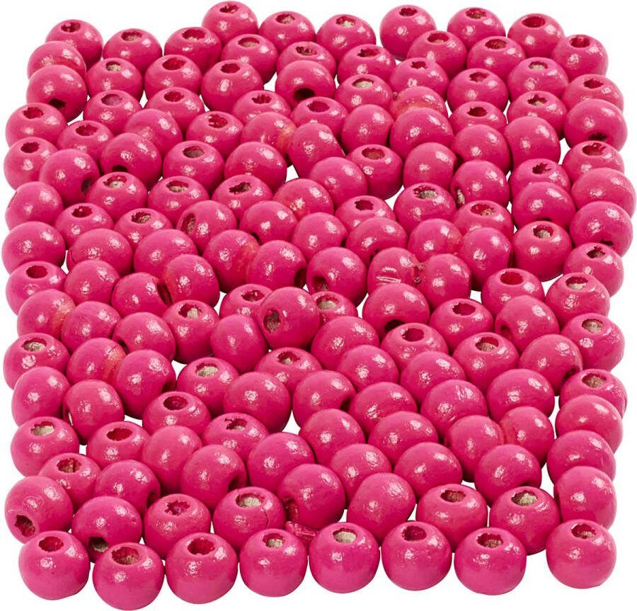PacklinQ Houten kralen d 5 mm gatgrootte 1 5 mm roze 6 gr 1 doos 150 stuk