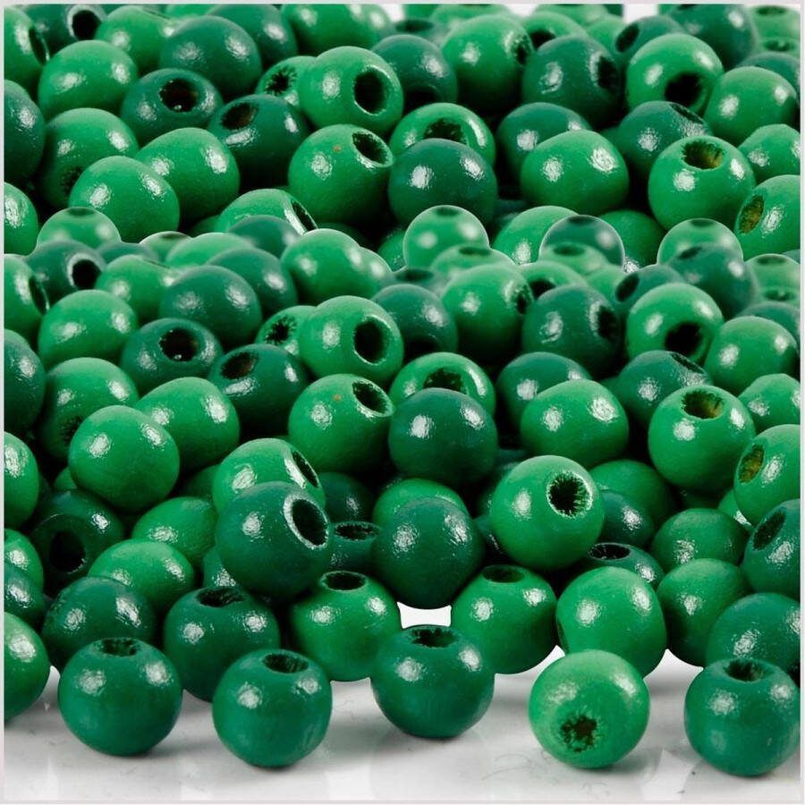 PacklinQ Houten kralen d 5 mm gatgrootte 1 5 mm groen 6gr 1 doos