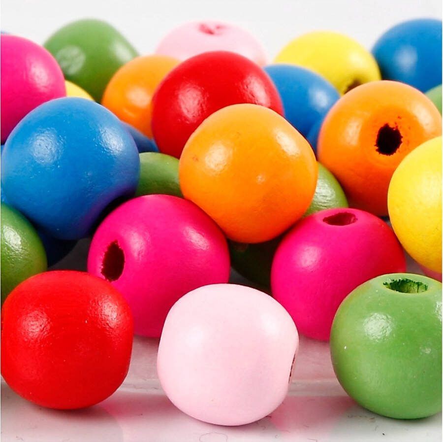 PacklinQ Houten kralen mix d 12 mm gatgrootte 2 5-3 mm kleuren 22 gr 1 doos
