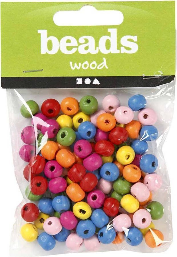 PacklinQ Houten kralen mix d 8 mm gatgrootte 1 5-2 mm kleuren 16 gr 1 doos