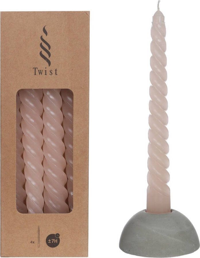 PacklinQ Kaarsen gedraaid roze 19cm hoog (4 st.)