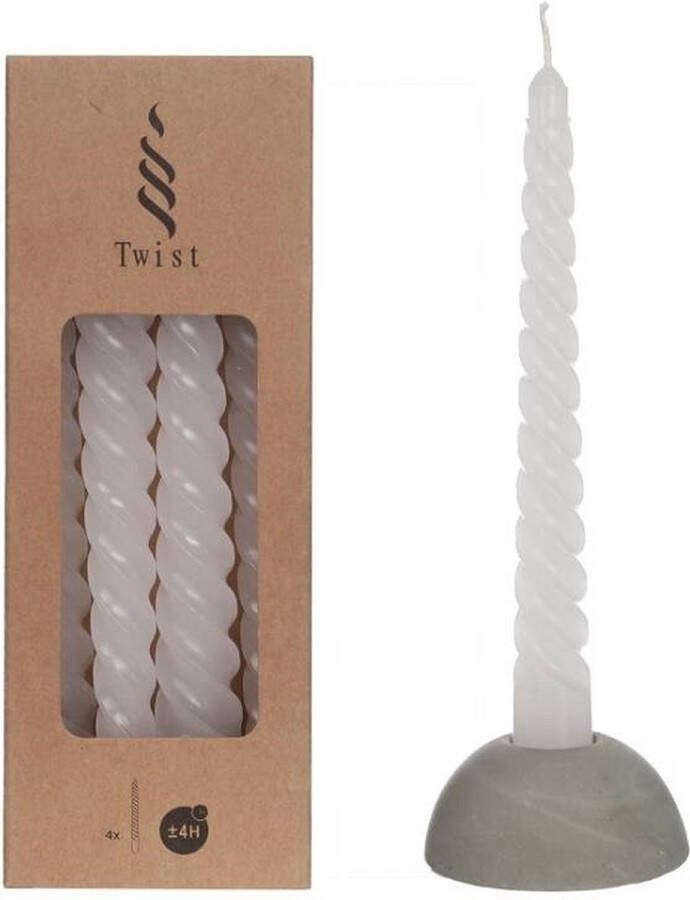 PacklinQ Kaarsen gedraaid wit 19cm hoog (4 st.)