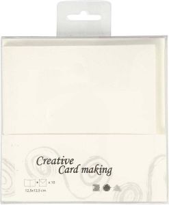 PacklinQ Kaarten & Enveloppen off-white afmeting kaart 12 5x12 5 cm afmeting envelop 13 5x13 5 cm 10 set 1 doos