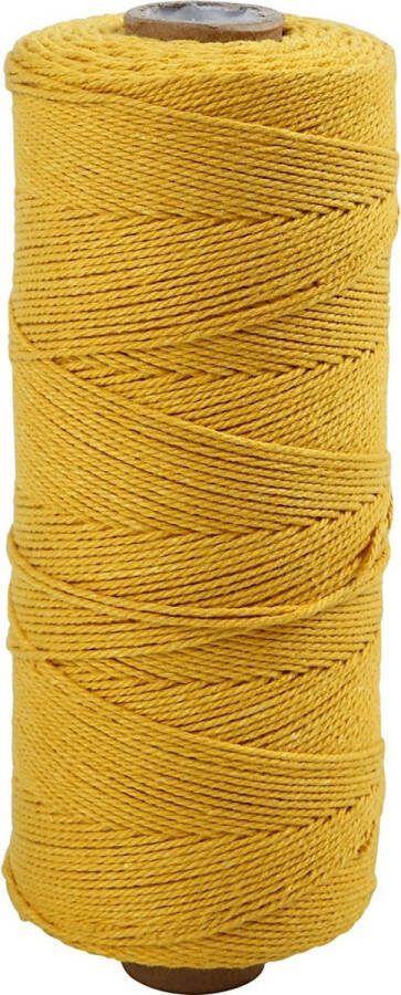 PacklinQ Macramé koord L: 315 m dikte 1 mm Dunne kwaliteit 12 12 geel 220gr 1 bol