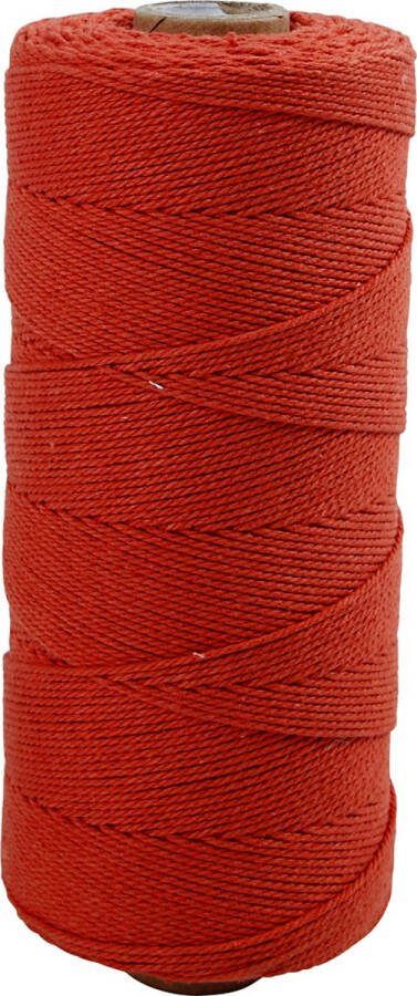 PacklinQ Macramé koord L: 315 m dikte 1 mm Dunne kwaliteit 12 12 rood 220gr 1 bol