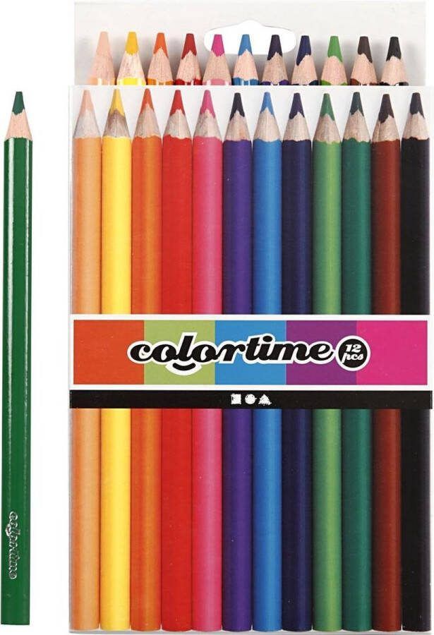 PacklinQ Kleurpotloden. diverse kleuren. L: 17.45 cm. vulling 5 mm. JUMBO. 12 stuk 1 doos