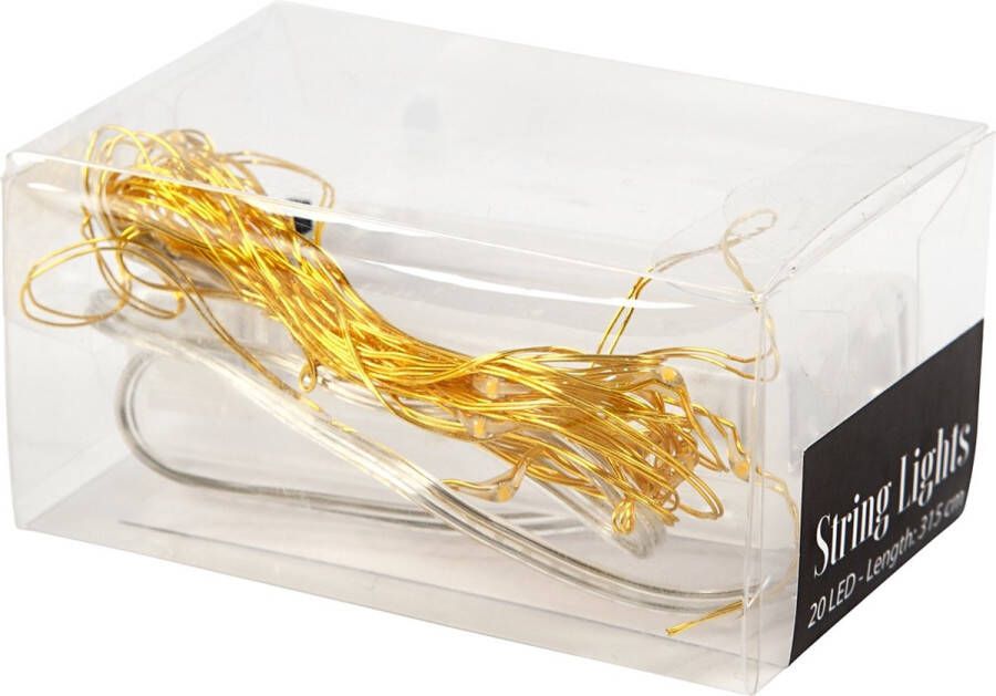 PacklinQ LED Slinger met lampjes. goud. L: 3.15 m. 1 stuk