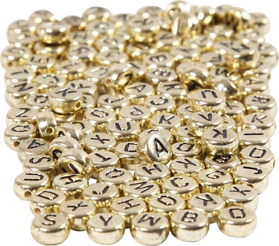 PacklinQ Letterkralen. goud. d 7 mm. gatgrootte 1.2 mm. 165 gr 1 doos