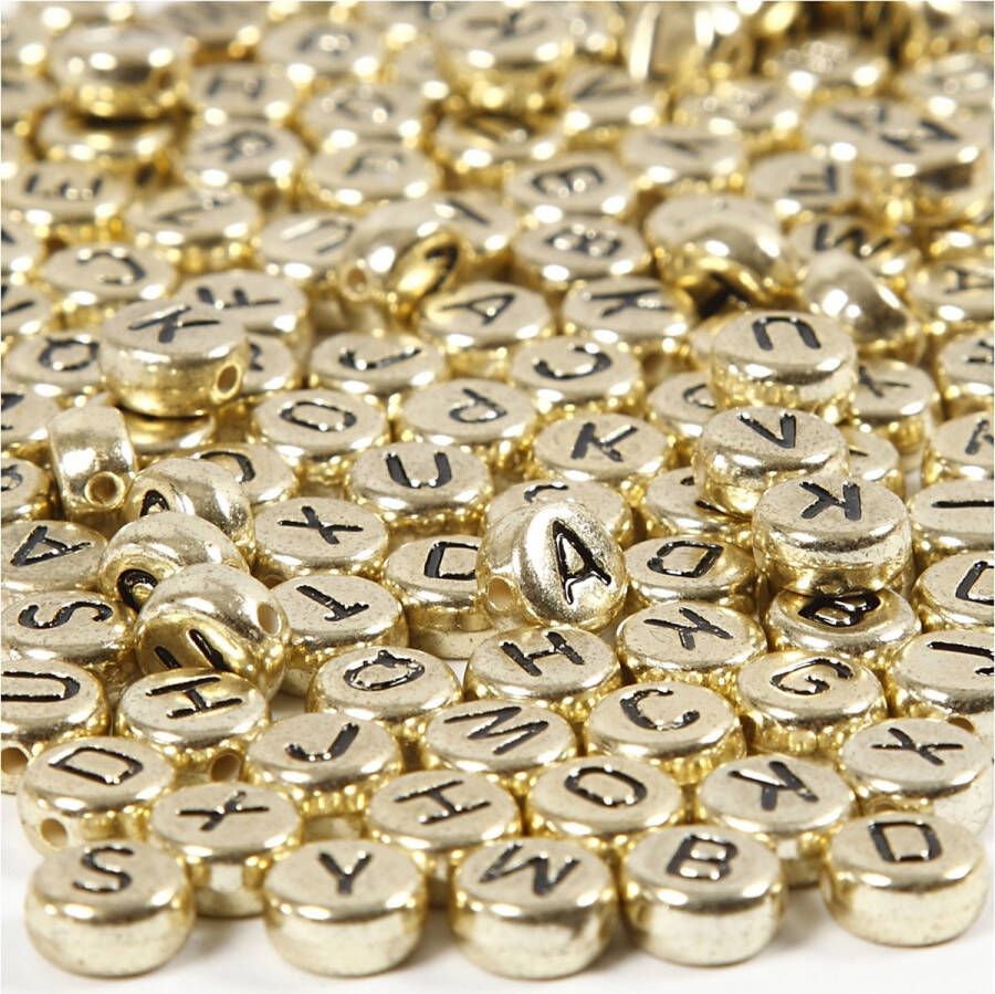 PacklinQ Letterkralen. goud. d 7 mm. gatgrootte 1.2 mm. 21 gr 1 doos