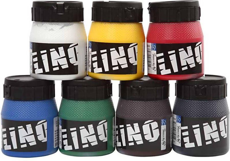 PacklinQ Linoleum verf. diverse kleuren. 7x250 ml 1 doos