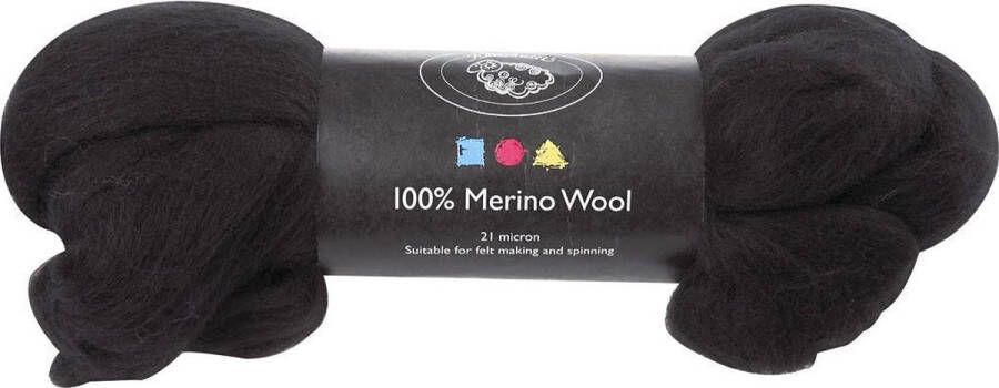 PacklinQ Merino wol. dikte 21 my. zwart. 100 gr 1 doos