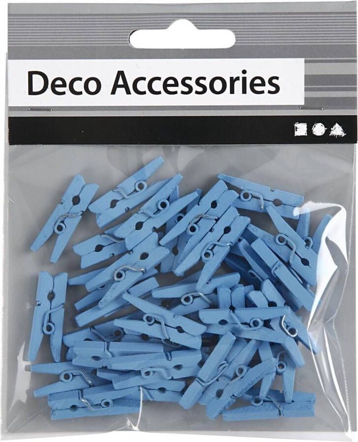 PacklinQ Mini wasknijpers. L: 25 mm. B: 3 mm. blauw. 36 stuk 1 doos