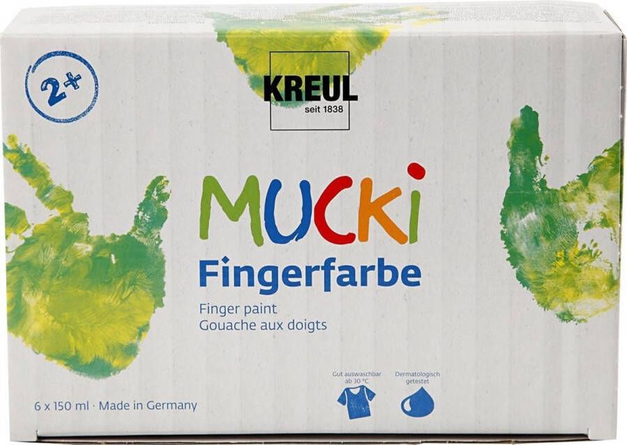 PacklinQ Mucki Vingerverf. diverse kleuren. 6x150 ml 1 doos