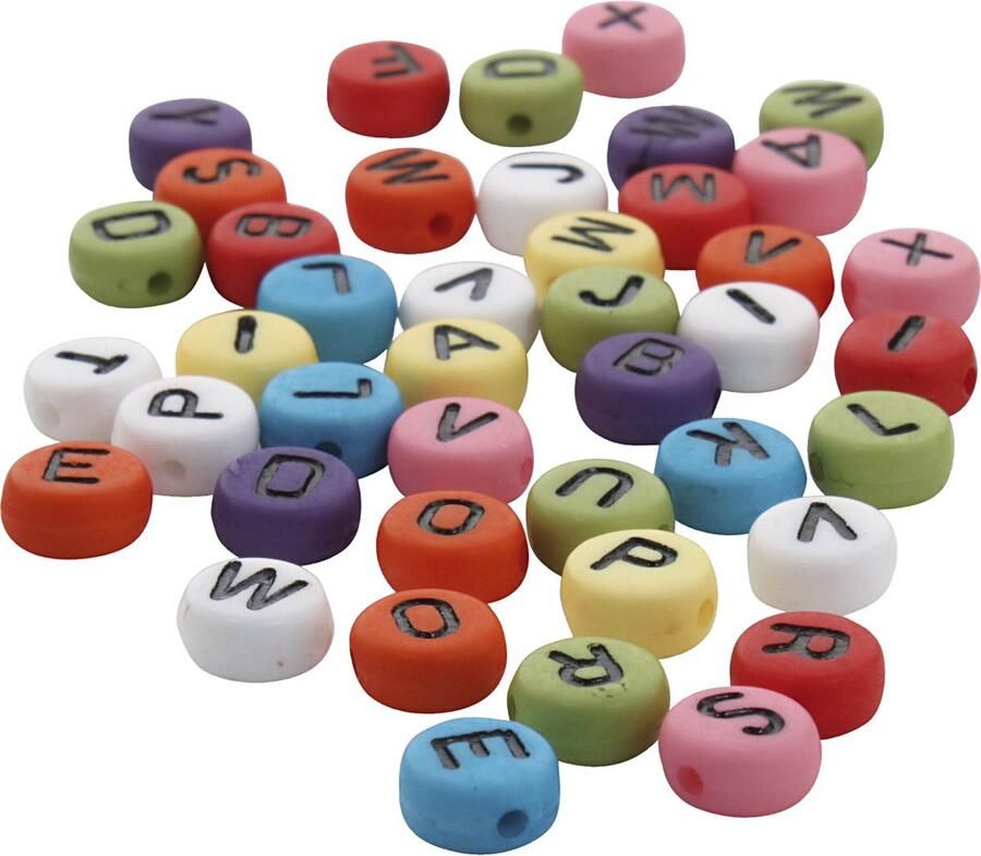 PacklinQ Ronde letterkralen d 7 mm gatgrootte 1-2 mm kleuren 500gr 1 doos