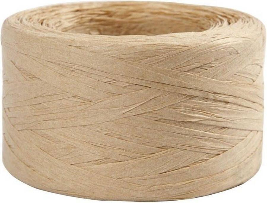 PacklinQ Papier raffia garen. zandkleur. B: 7-8 mm. 100 m 1 rol