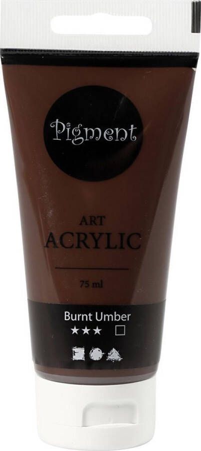 PacklinQ Pigment Art acrylverf. burnt umber. dekkend. 75 ml 1 fles
