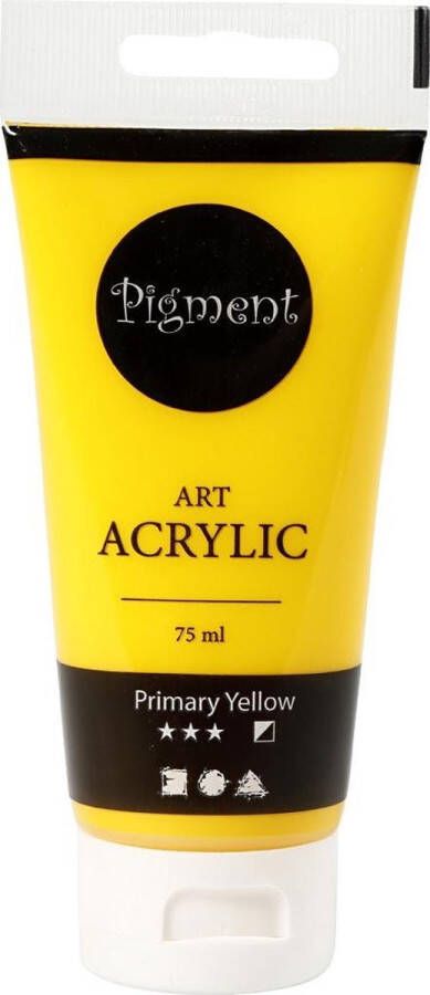 PacklinQ Pigment Art acrylverf. semi-glanzend. semi-dekkend. primary yellow. 75 ml 1 fles