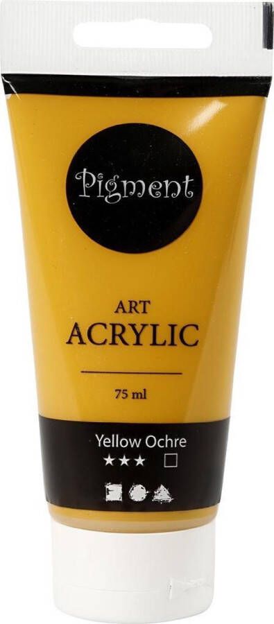 PacklinQ Pigment Art acrylverf. semi-glanzend. dekkend. yellow ochre. 75 ml 1 fles