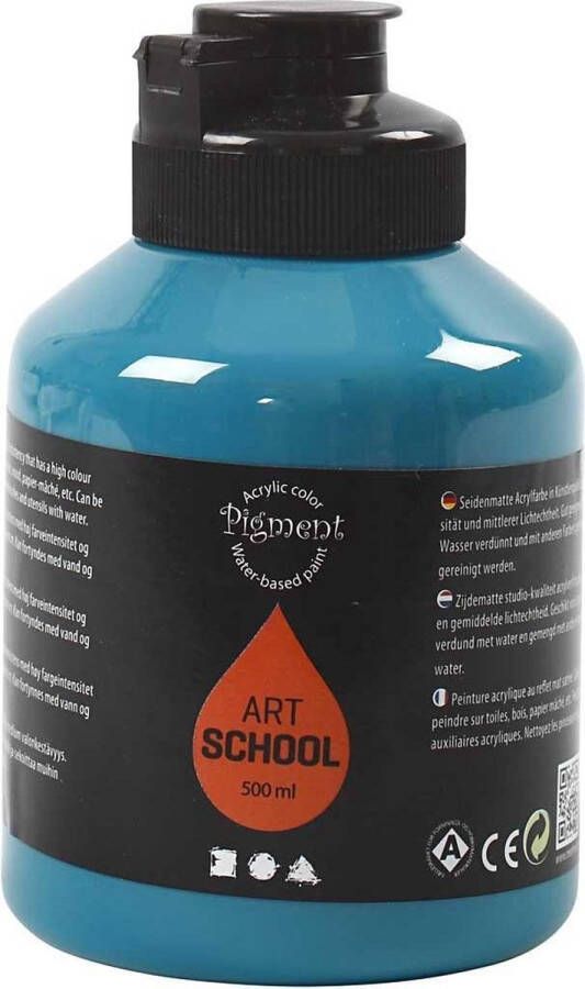 PacklinQ Pigment Art School semi-glanzend dekkend turquoise 500 ml 1 fles