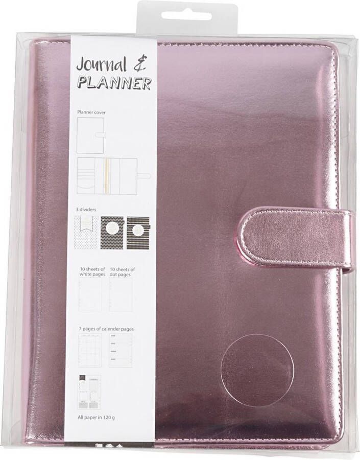 PacklinQ Planner Bulletjournal afm 19x23 5x4 cm ringband roze 1stuk 1 stuk